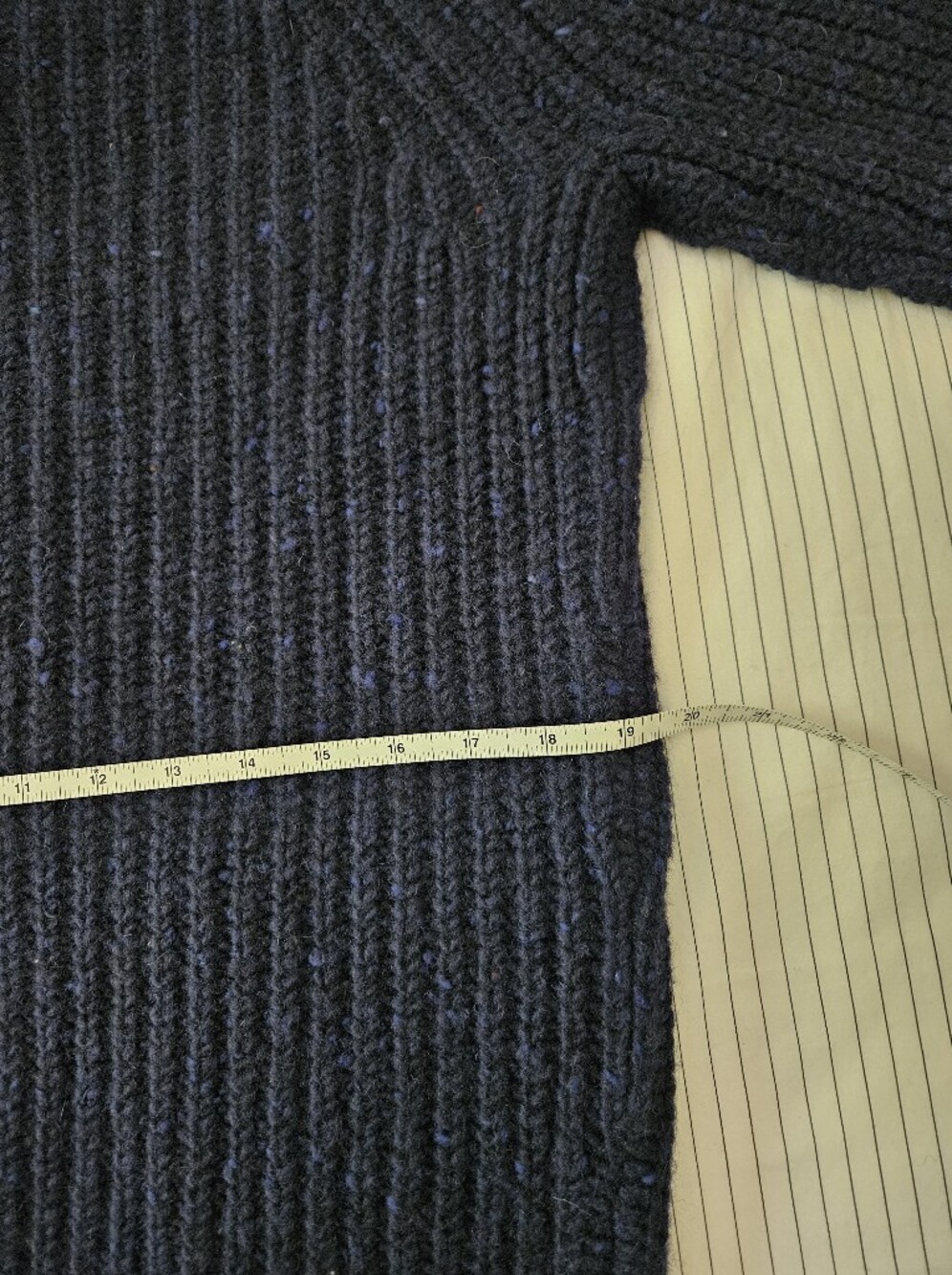 Navy Donegal Wool Shawl Collar Cardigan - Picture 12 of 13